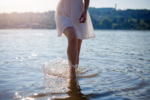 Woman walking in water - DVT health