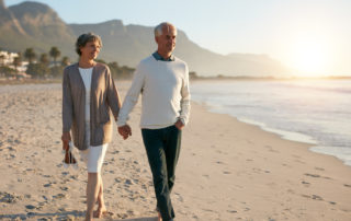 Older couple walking to improve vascular health and DVT. Schedule a screening at The Vein Centre in Cool Springs